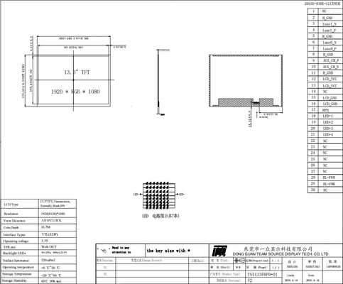 Ekran TTL EDP TFT LCD 13,3 cala Rozdzielczość 1920x1080 Transmisyjna