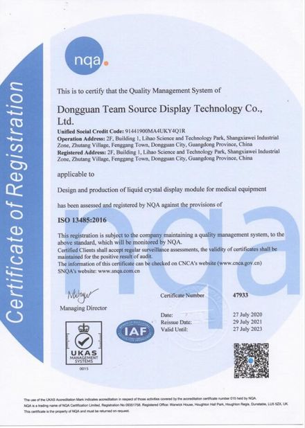 Chiny Team Source Display Certyfikaty